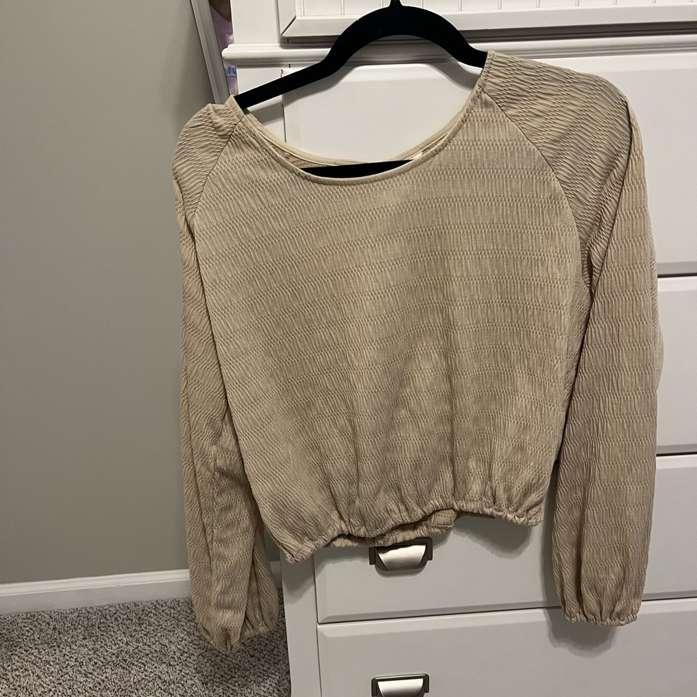 Beige Long Sleeve Women's Top